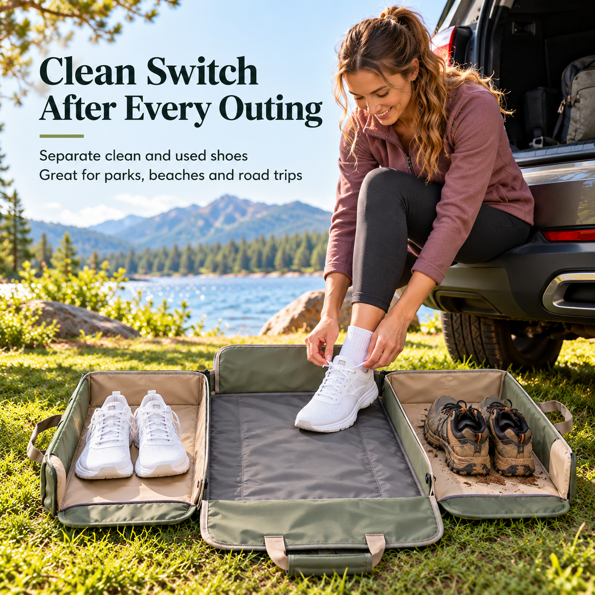 Convertible Outdoor Shoe Change Mat and Carry Bag