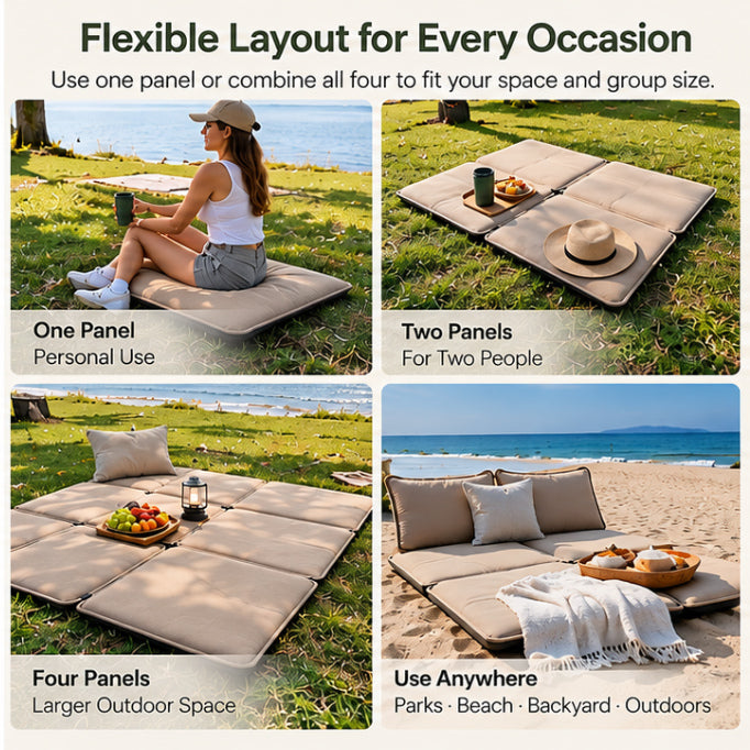 Four-Panel Modular Outdoor Mat Set with Flexible Connectors
