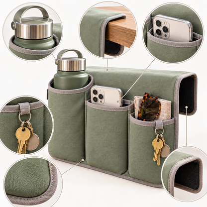 Hanging Outdoor Table Caddy for Phones, Bottles and Everyday Essentials