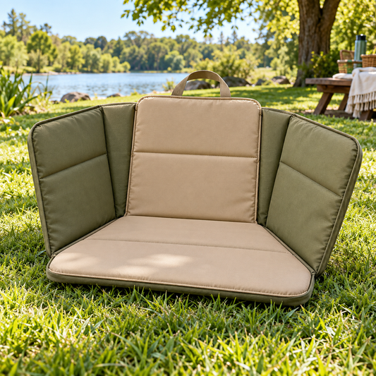 Three-Panel Foldable Outdoor Comfort Seat with Side Support