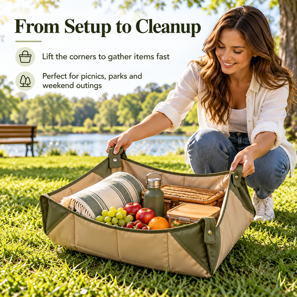 Convertible Outdoor Utility Mat and Carry Basket
