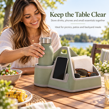 Three-Sided Outdoor Drink, Phone and Essentials Organizer