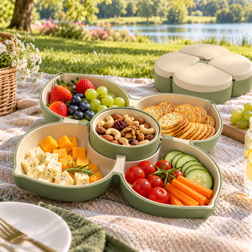 Four-Petal Folding Personal Picnic Tray