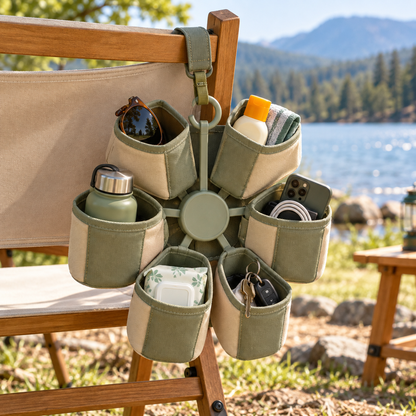 Rotating Six-Pocket Hanging Outdoor Organizer