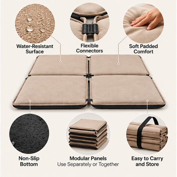 Four-Panel Modular Outdoor Mat Set with Flexible Connectors