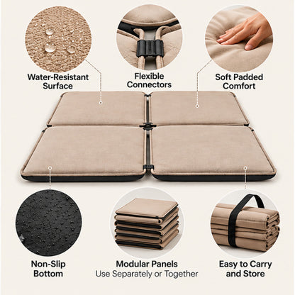 Four-Panel Modular Outdoor Mat Set with Flexible Connectors